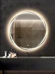 Modern Glass Decorative Leaf Design Led Mirror with Touch Sensor | Bathroom Mirror with Led Lights | Wall Mirror for Home Mirror Bedroom Washbasin Lighting Mirror (Triple Light, 24 x 24 Inch)