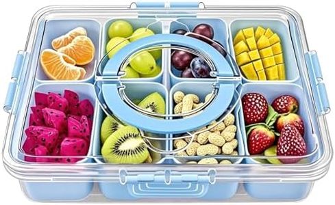 YUMUN Snackle Box Container,Clear Snack Box Organizer for Fruits, Candy, Charcuterie,Snacks,Perfect for Party, Entertaining,Travel & Beach (Snackle 8 Blue)