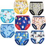 FLYISH DIRECT Potty Training Pants, Toilet Training Pants, 8 Packs of Boys Training Pants, Organic Cotton Training Underwear, 7 Years, Blue