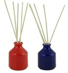 Mkd2 Rise Ceramic Reed Diffuser Pot I Empty Aroma Pot for Home Fragrance - Set of 2 (Red & Blue)