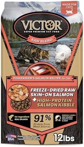 VICTOR Raw Kibble Blend - Salmon Freeze-Dried Dry Cat Food, 12 lb
