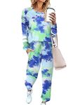 Ekouaer Women's Pajama Set Long Sleeve Tie Dye Printed Sleepwear Pants with Pocket Loungewear Two Piece Pajamas for Women