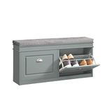 SoBuy FSR64-HG,Hallway Shoe Bench,Shoe Cabinet with Flip-Drawer and Seat Cushion Grey