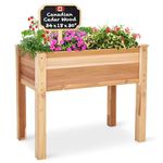 Jumbl Raised Canadian Cedar Garden Bed | Elevated Wood Planter for Growing Fresh Herbs, Vegetables, Flowers, Succulents | 34x18x30”