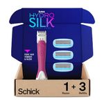 Schick Hydro Silk TrimStyle Razor for Women with Bikini Trimmer | 5-Blade Womens Razor with Trimmer, 2-in-1 Waterproof Pubic Hair Trimmer & Razor | 1 Handle & 3 Razor Blade Refills