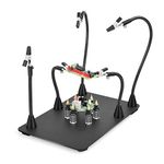 Helping Hands with Big Magnet Base, Soldering Third Hand with 6 PCB Pillars Circuit Board Holder and 5 Flexible Metal Arms Heavy Duty Base for Repair/Resoldering/Hobby/Crafts