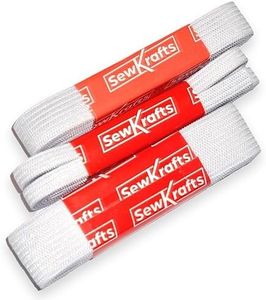 SewKrafts Knit Elastic - 3 Pack - 1/4" x 90", 1/2" x 45" and 3/4" x 36", Elastic for Sewing, White Elastic Bands for DIY Projects, Used on Waistbands, Sleeves, Necklines, Skirts, Swimwear, Leg Bands