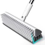 Floor Scrub Brush with Long Handle, Heavy-Duty Stiff Bristles, V-Shape Floor Scrubber Brush for Tile, Concrete & Grout Lines, Stand-Up Cleaning for Garage, Bathroom, Deck & Patio