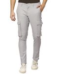 i'sol Men's Cotton Mid Rise Straight Fit Solid Cargo Pants with Utility Pockets Silver (Light Grey) 38