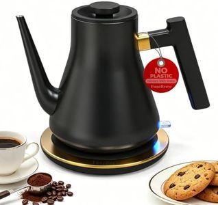 FuseBrew Gooseneck Electric Kettle 1000W | Pour Over Coffee Kettle with Steady Flow Spout & Balanced Handle, 0.8L Matte Black Tea Kettle for Home Barista Espresso Station Countertop- Black