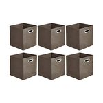 Amazon Basics Collapsible Fabric Storage Cubes with Oval Grommets - 6-Pack, Taupe