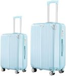 2 Piece Luggage Set Travel Suitcases Carry On Luggage ABS+PC 20/28 inch Lightweight with TSA Lock & 6 Packing Cubes Pale Blue