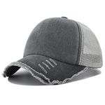 Aavjo Mesh 5 Panel Trucker Baseball Cap Hat Topi for Men Women l Beach Cricket Sports Running Cap (Grey)