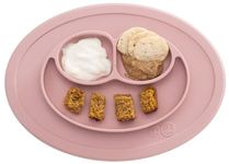 ezpz Mini Mat (Blush) - 100% Silicone Suction Plate with Built-in Placemat for Infants + Toddlers - First Foods + Self-Feeding - Comes with a Reusable Travel Bag - 6 Months+