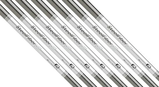 AeroTech SteelFiber i55 Graphite Iron Shafts 6-PW, Set of 5 Shafts - .370 Parallel Tip (Choose Flex) (Flex: Regular (R)), Silver