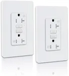 KCMYTONER Slim GFCI Outlet 20 Amp,White GFCI Outlet Weather Resistant,GFCI Thin Outlets Receptacle with LED Indicator,125 Volt,ETL Certified,Wallplate and Screws Included,White 2PK