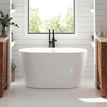 FerdY 47" Bali Acrylic Freestanding Bathtub, Gracefully Shaped Freestanding Soaking Bathtub, cUPC Certified, Toe-Tap Brushed Nickel Drain and Minimalist Linear Design Overflow Included