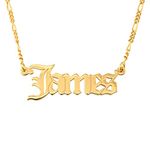 MYKA Personalised Gothic Style Unisex Name Necklace -Custom Made Pendant Nameplate Jewellery for Men Women (18k Gold Plating)