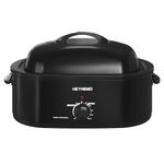 20 Quart Roaster Oven with Self-Basting Lid, Electric Turkey Roaster Oven with Defrost & Warm Function, Adjustable Temperature, Removable Pan & Rack, Stainless Steel, Black
