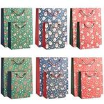 THE TWIDDLERS - 12 Gift Bags for Christmas with Sturdy Handles in Assorted Sizes & Festive Xmas Designs, Gift Bag Festive Xmas Bag - 32cm x 26cm & 24 cm x 18 cm