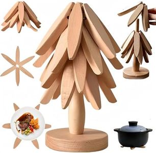 FeBohao Wooden Tree Coasters Set Tree Shape Trivet Hot Plate Mat Heat Resistant Mat Foldable Table Decor Placemats