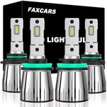 FAXCARS H11 Low Beam 9005/HB3 High Beam LED Headlight Bulbs Combo Conversion Kits 6000K Cool White 12V Super Bright Waterproof 50000 Hours Plug and Play Pack of 4