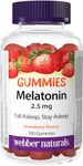 Webber Naturals Melatonin 2.5 mg Gummy, 100 Strawberry Flavoured Gummies, For Sleep Support, Vegan