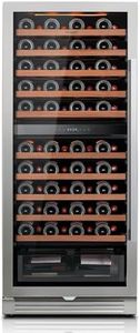 Ca'Lefort 90 Bottle Wine Fridge - 24 Inch 40-65°F Dual Zone Wine Cooler with Glass Door, Energy Star Certified, Adjustable Shelves & 3 LED Light, Built-in or Freestanding for Home/Bar/Kitchen