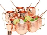 Kitchen Science Moscow Mule Copper Mugs Set of 24 (16oz) w/ 24 Straws & 3 Jiggers | 100% Pure Copper Cups, Tarnish-Resistant Food Grade Lacquered Finish, Ergonomic Handle (No Rivet) (5 - Set of 24)