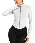 Women's Athletic Full Zip Lightweight Workout Jacket with Thumb Holes Classic Basic Yoga Top Running Sports Track Jacket Slim Fitted Long Sleeve Active Top Shirt