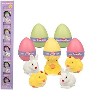 SCS Direct Easter Super Grow Eggs (5 Pack) – Hatch & Grow Surprise Pets in Water – Non-Candy Easter Basket Stuffers, Egg Hunt Prizes, and Party Favors for Kids & Toddlers – Hatch Chick, Duck, & Bunny