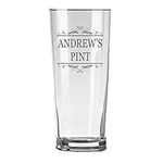 Personalised Engraved Pint Glass with Your Desired Name and a Cool Design