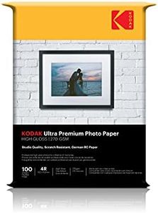 Kodak 270 GSM 4R (4x6) Glossy Photo Paper – Waterproof, Pack of 100 sheets, Compatible with all Inkjet Printers
