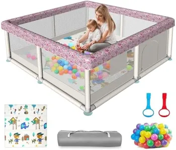 Baby Playpen, Playpen with Mat for Babies and Toddlers, 50x50 inch Baby Play Pen Playard for Indoor & Outdoor (All-Wrapped Sponge Cartoon Print)