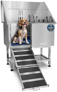 KANIS Professional Stainless Steel Dog Bathing Station - Grooming Tub w/Ramp, Storage Drawer, Floor Grate & Faucet/Dog Bathtub for Large, Medium & Small Pets