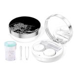 Contact Lens Travel Kit with Cleaner Washer, 5 in 1 Portable Contact Box with Mirror Tweezers Remover Tool Solution Bottle for Travel Daily Outdoor,Japanese Sea Wave