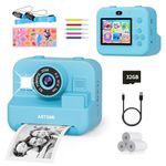 ASTGMI Kids Camera,Instant Print Selfie Camera for Kids,1080P HD Digital Camera for Boys with Print Paper & 32GB Card, Christmas Birthday Gifts Kids Toys for 3-12 Years Old Boys(Blue)