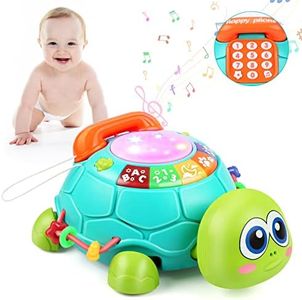 Bilingual Musical Turtle Baby Toys 6 to 12 Months, Development Toy for 6 7 8 9 Month Old Boy Girl, 8-in-1 Educational Crawling Infant Toy w/Light Music, Christmas Easter Gift for 3 4 5 6-12 18 Month