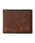 Columbia Men's Extra Capacity Smooth Leather Bifold Wallet, Tan Burnished, One Size, Everyday Bifold Wallet - Multiple Card Slots, Id Window