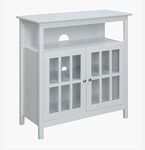 Convenience Concepts Big Sur Highboy TV Stand with Storage Cabinets and Shelves in White Finish