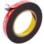 FIXCHORD Double Sided Tape Heavy Duty, Extra Strong Adhesive Tape, Waterproof Mounting Tape, Double Sided Acrylic Foam Tape for Automotive, LED Strips, Home & Office Decor, Black (15.4FT×0.59IN)