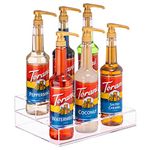 Acrylic Bottle Holder | Wine Display Riser | 6 Bottles, 2 Tier Rack | Bar Counter-Top Display Stand | Wine Rack Holder for Kitchen, Pantry, Fridge | Storage Organizer for Wine, Soda, Syrups and Beer.