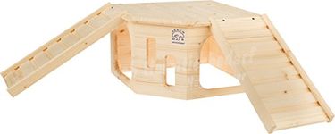 Resch No32 Rodent Corner XL Natural solid wood made of spruce/With 2 hidden entrances under the two staircases and an enormous roof patio area