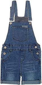 KIDSCOOL SPACE Girls Shorts,Little Girls Big Bibs Washed Soft Summer Denim Shortalls,Light Blue,5-6 Years