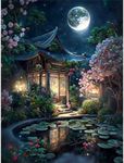 Landscape Diamond Painting Kits for Adults-Moon Night Diamond Art Kits for Adults,Round 5D Scenery Gem Art Kits for Adult DIY Crafts Kits Gift Home Wall Decor Gifts(16x12inch)