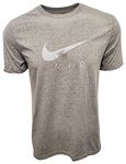 Nike mens Swoosh Air Metallic Graphic Tee, Grey/Silver, Large