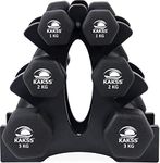 KAKSS Supreme Quality Neoprene Dumbbell With Stand 12Kg(1kg+2kg+3kg N #Pair)