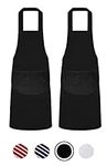 Quick Cleaning Supplies Pack of 2 Unisex Bib Aprons – 100% Combed Cotton - Professional Heavy Duty Grade – Thick Fabric Construction – Two Large Front Pockets’- Fade Resistant (Black)