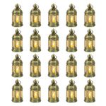 Romadedi Gold Candle Lantern Christmas - 20pcs Hanging Small Decorative LED Lantern Bulk for Halloween Table Decoration Wedding Decor Moroccan Ramadan