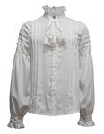 Cacycasa Mens Steampunk Renaissance Medieval Gothic Victorian Pirate Shirt (X-Large, White)